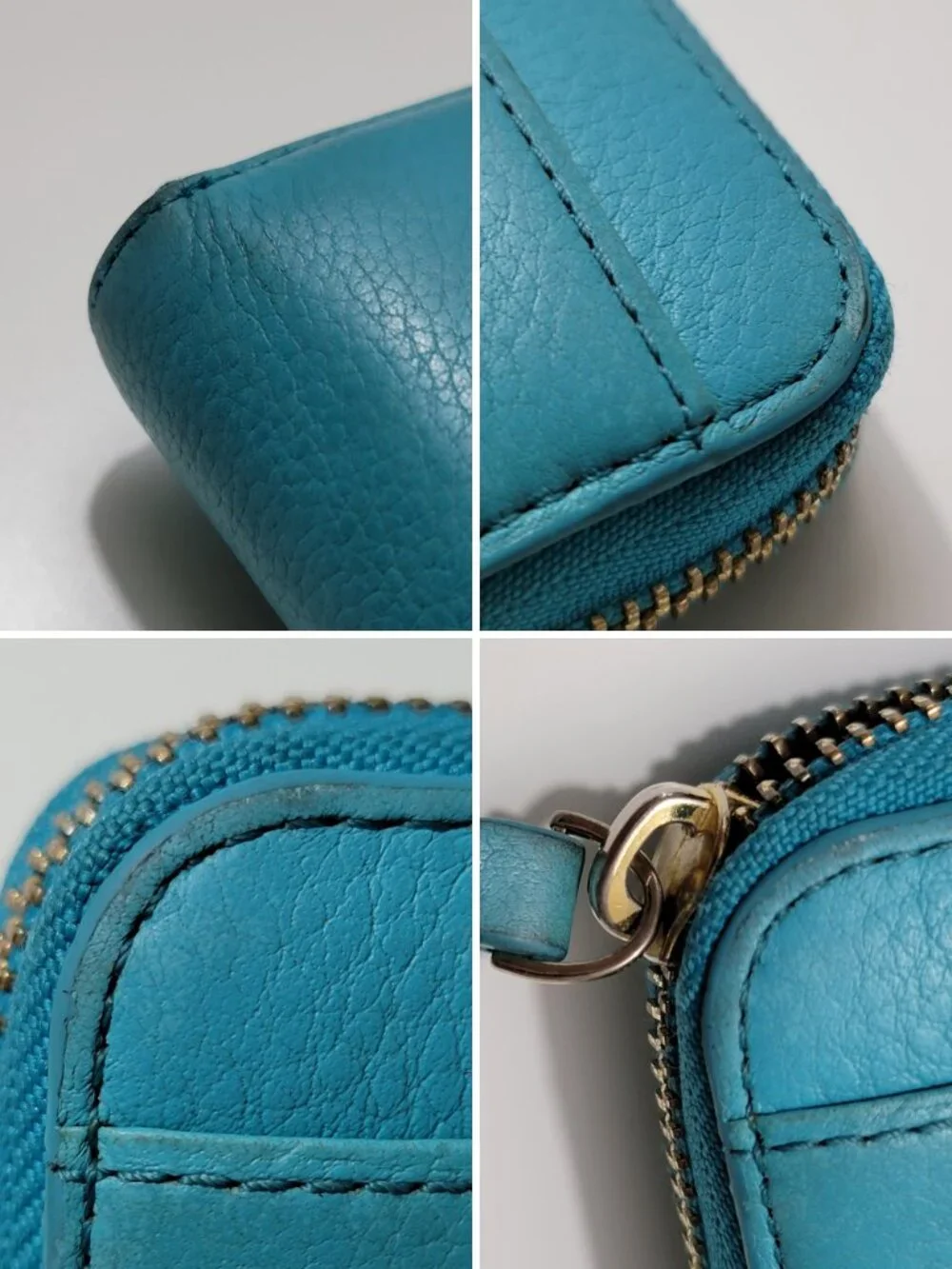 Kate Spade Grand Street Lacey Teal Zip Around Wallet Pebbled Leather Y2K - Picture 7 of 9